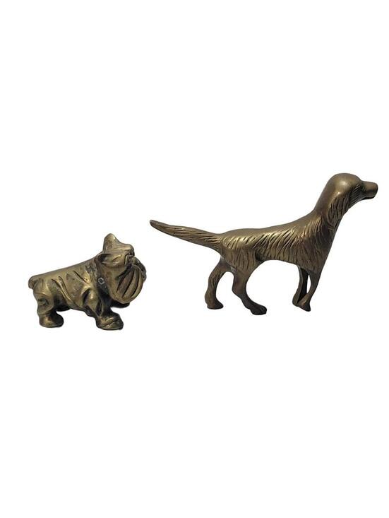 Other - Vintage Brass English Bulldog & Pointer Hunting Dog Figurine Set
